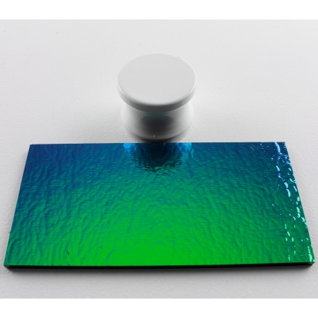 Dicroico Bullseye Azul Agua sobre negro 3mm 10x5cmtrs.