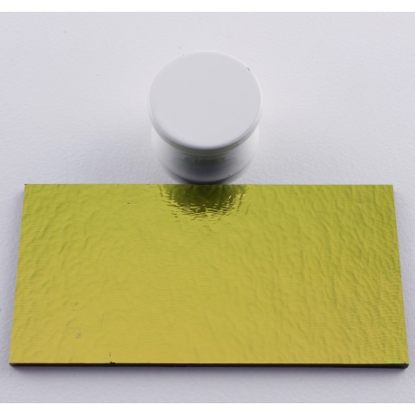 Dicroico Bullseye Cyan y Cobre sobre negro 3mm 10x5cmtrs.