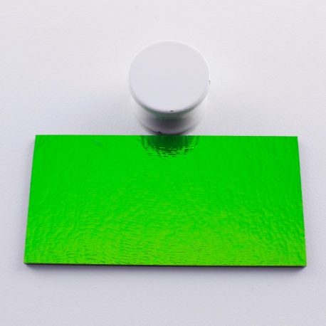 Dicroico Bullseye Verde Esmeralda sobre negro 3mm 10x5cmtrs.