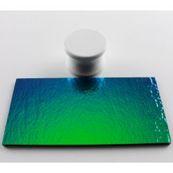 Dicroico Bullseye Azul Agua sobre negro 3mm 10x5cmtrs.