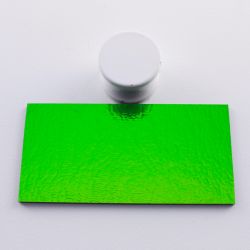 Dicroico Bullseye Verde Esmeralda sobre negro 3mm 10x5cmtrs.