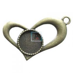 Base Colgante Corazón Zamak Bronce de 14mm (Pack 6uds)