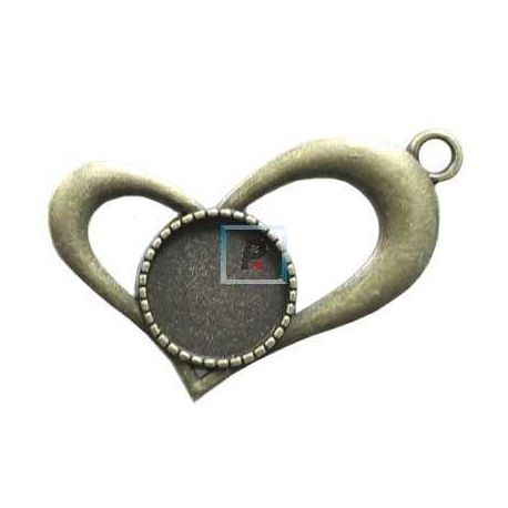 Base Colgante Corazón Zamak Bronce de 14mm (Pack 6uds)